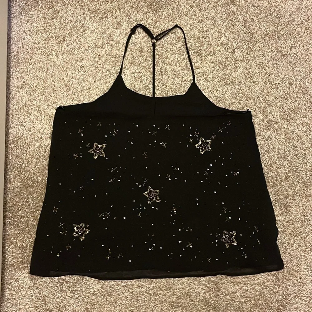 free people black with gold stars cami size large - Picture 4 of 12